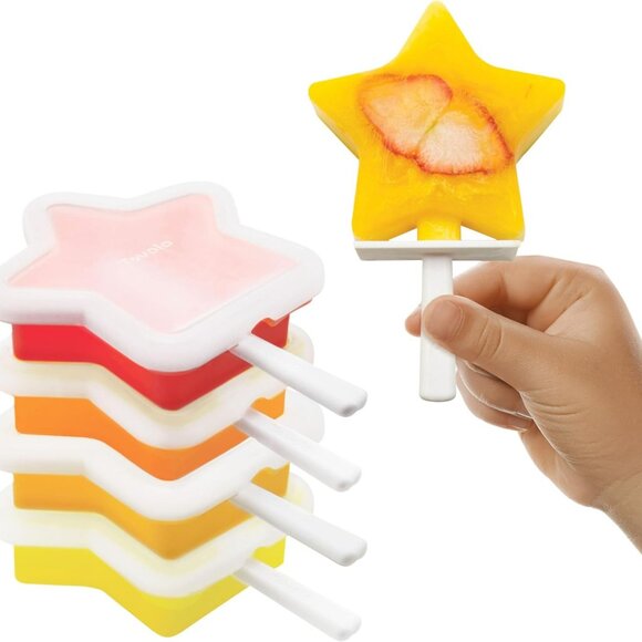Stackable Popsicle Molds with Sticks, 4-Pack, Star Shaped Pop Molds with Lid, Re - Picture 1 of 8